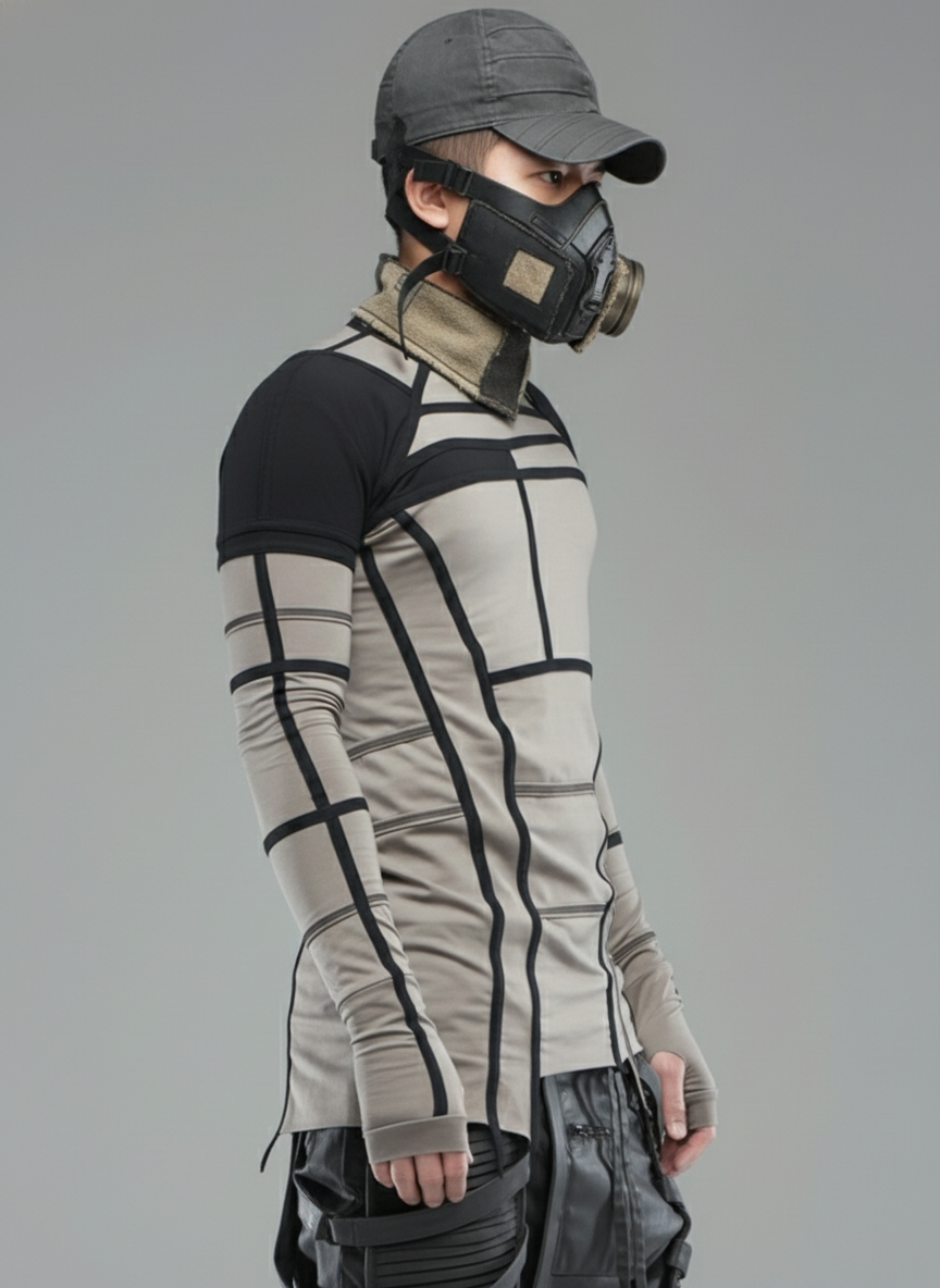 Wasteland Geometric Color Block Slim T‑Shirt