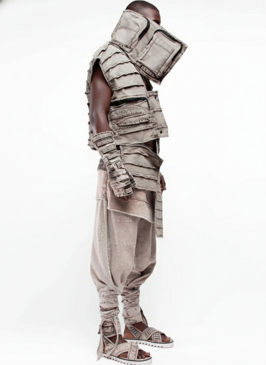 Wasteland Distressed High Neck Utility Vest