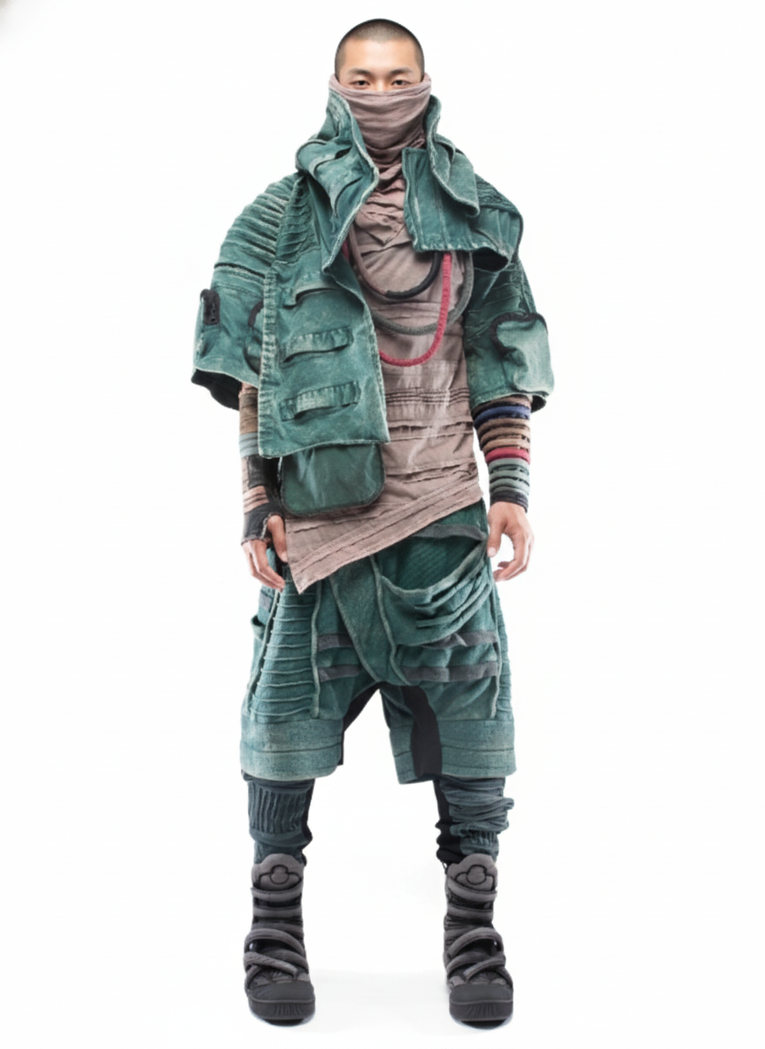 Wasteland Asymmetric Pleated Jacket