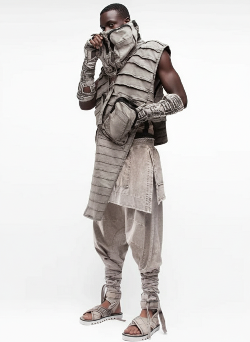 Wasteland Distressed High Neck Utility Vest
