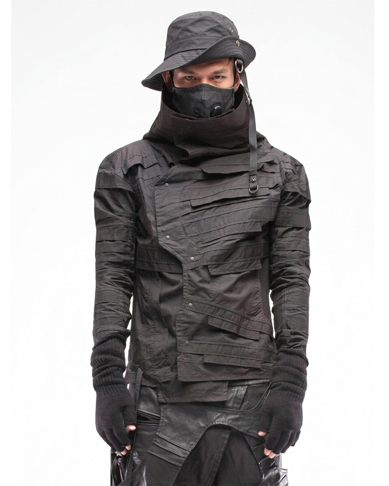 Wasteland Asymmetric Pleated High-Neck Shirt