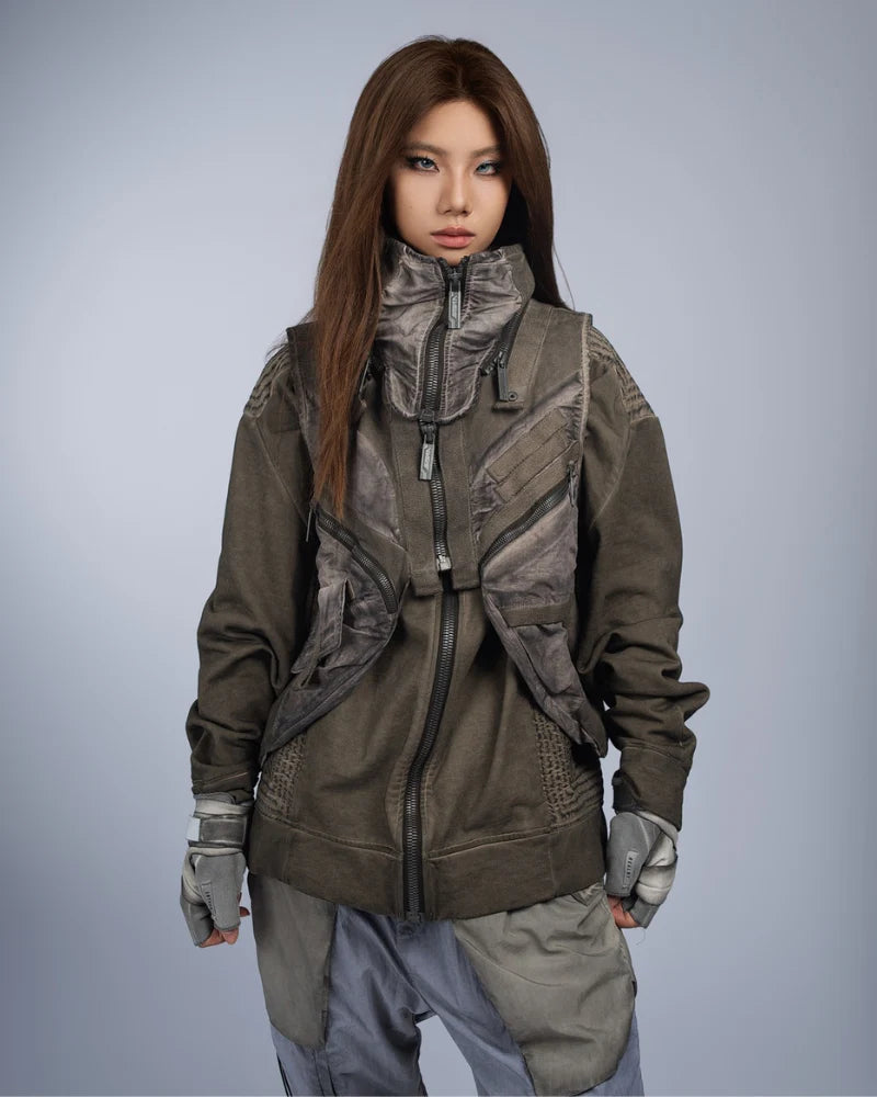 Wasteland Style Asymmetrical 3D Bag Detachable Vest