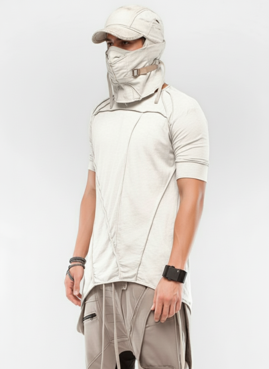 Wasteland Avant-Garde Asymmetric Tie-Dye Ribbon T-Shirt