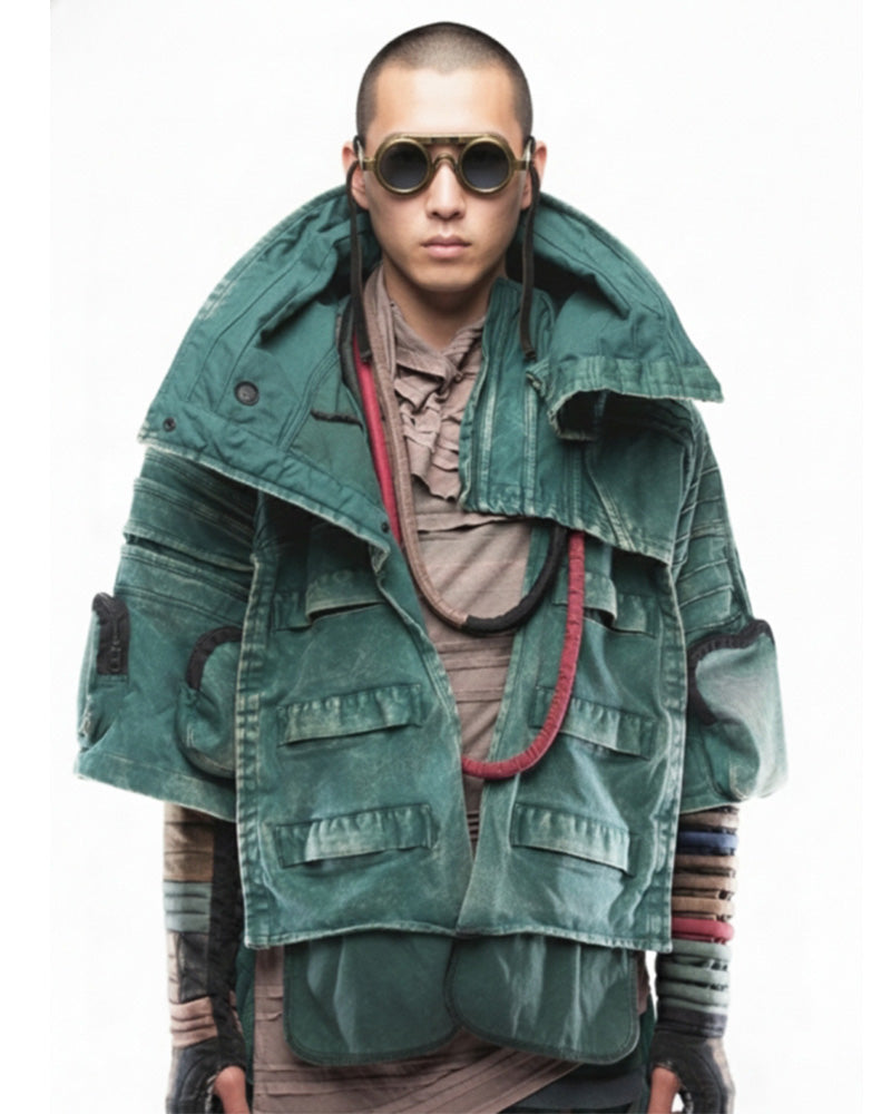 Wasteland Asymmetric Pleated Jacket