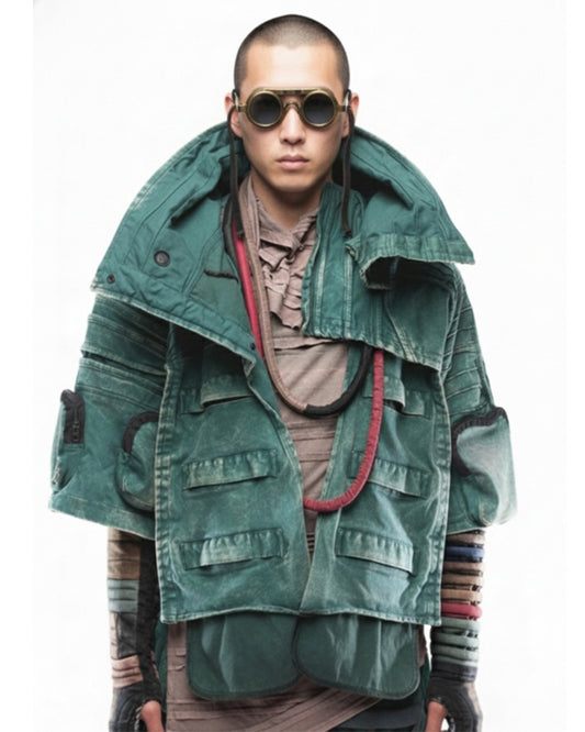 Wasteland Asymmetric Pleated Jacket