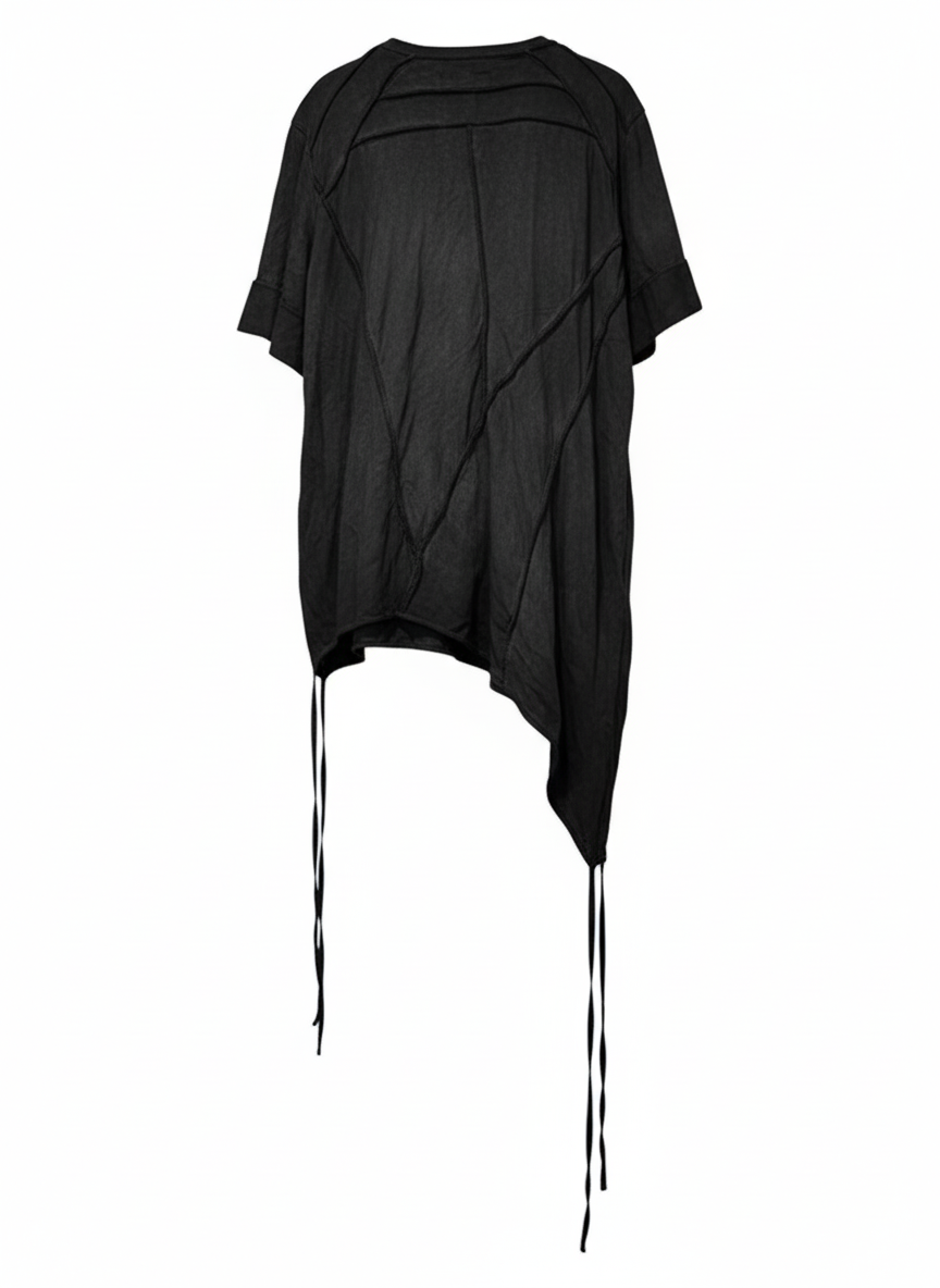 Wasteland Avant-Garde Asymmetric Tie-Dye Ribbon T-Shirt