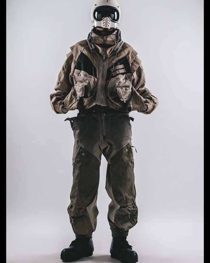 Functional Apocalyptic Wasteland Modular Detachable-Collar Jacket
