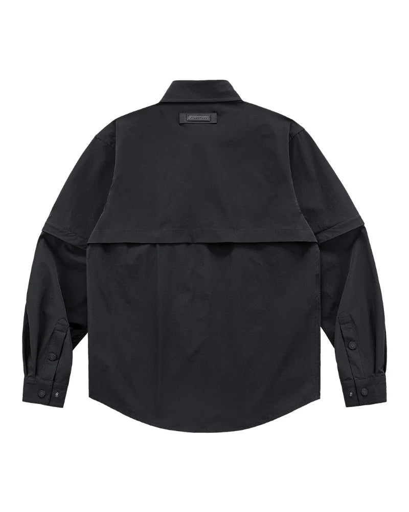 Functional Detachable Sleeve Patchwork Shirt
