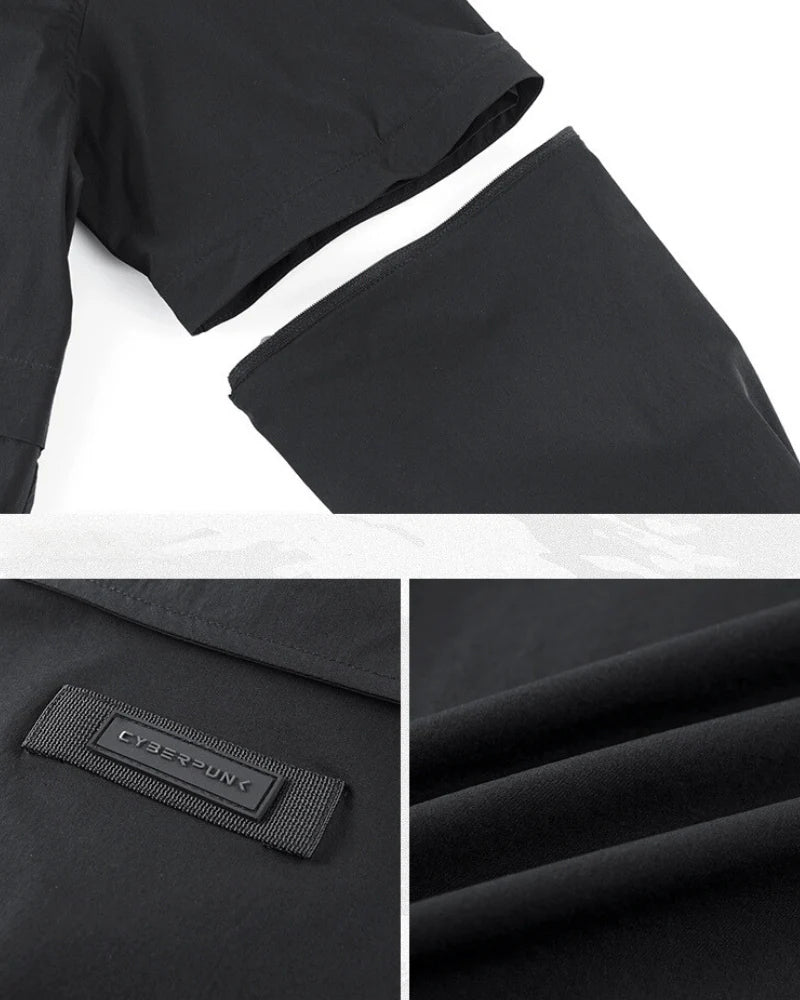 Functional Detachable Sleeve Patchwork Shirt