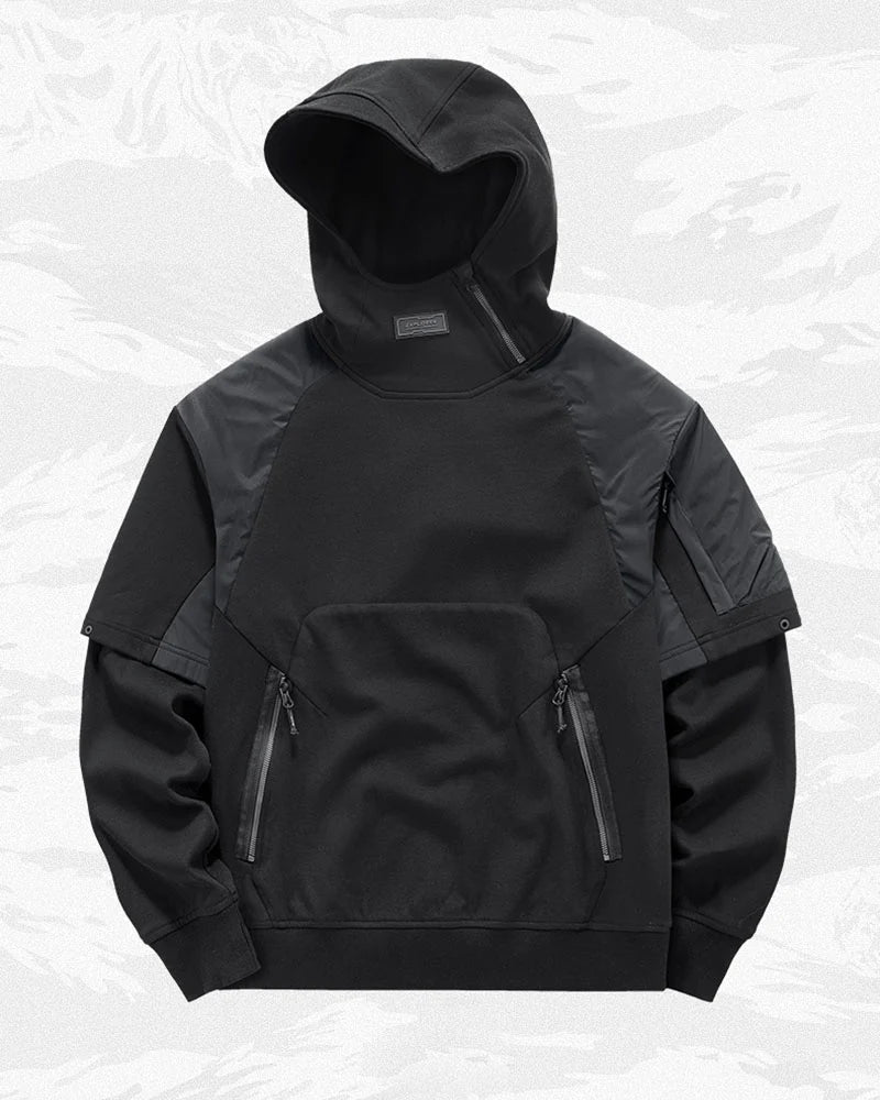 Functional Two-tone Spliced Tactical Hoodie