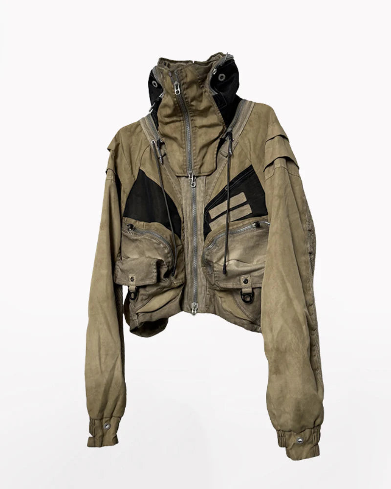 Functional Apocalyptic Wasteland Modular Detachable-Collar Jacket