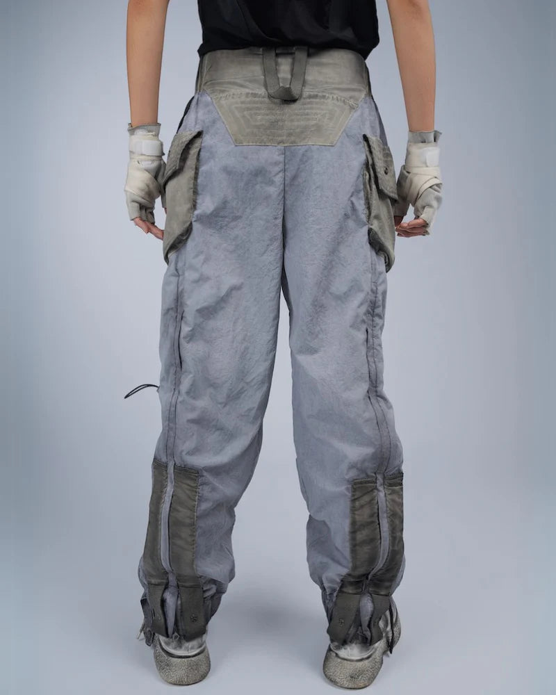 Post-Apocalyptic Dirty Dyed Cargo Zipper Pants