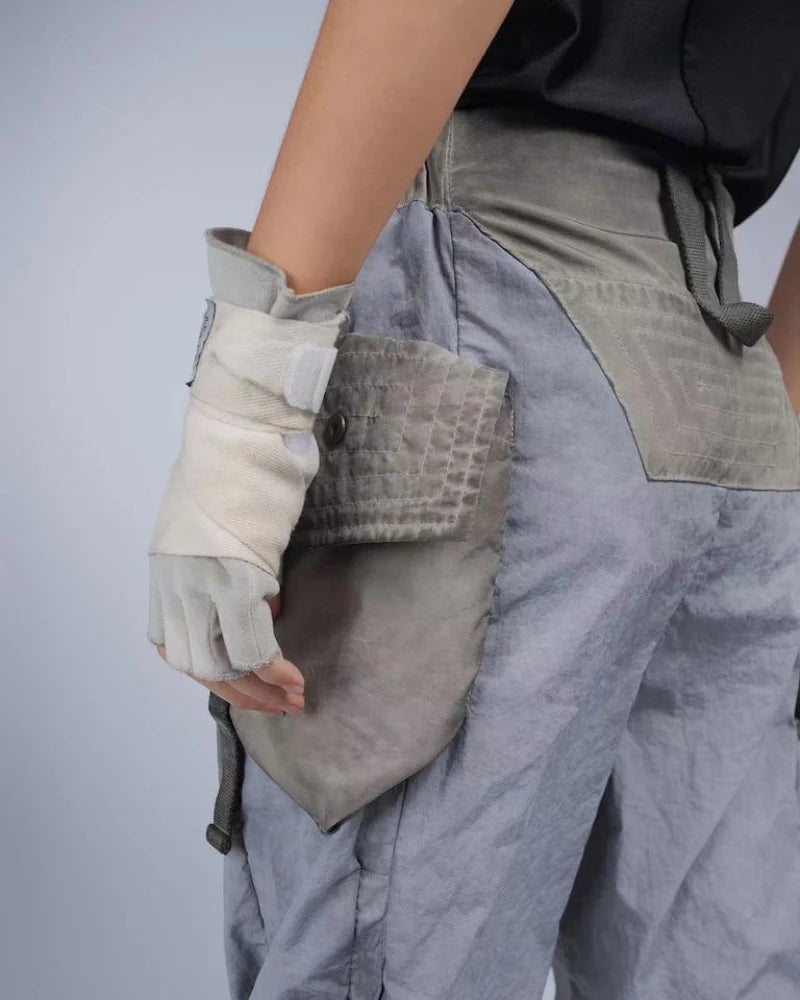 Post-Apocalyptic Dirty Dyed Cargo Zipper Pants