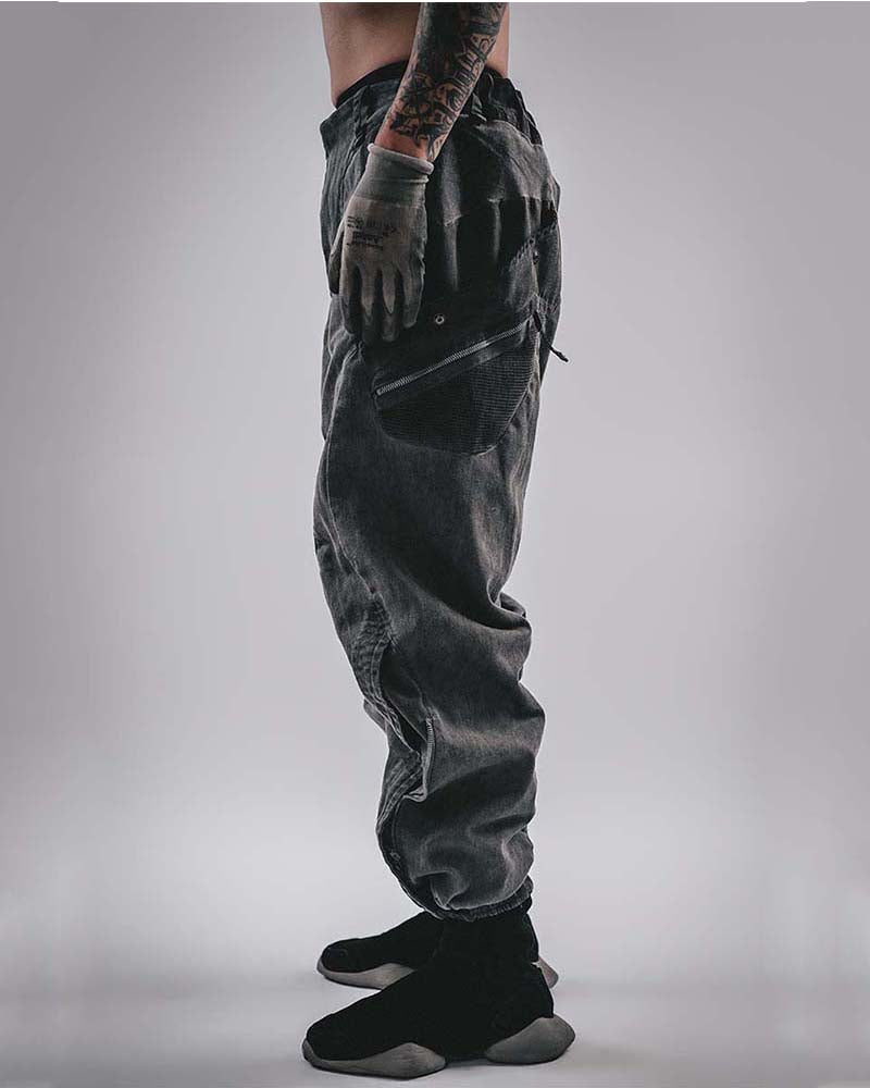 Wasteland Techwear Multi-Pocket Zip-Adjust Parachute Cargo Pants