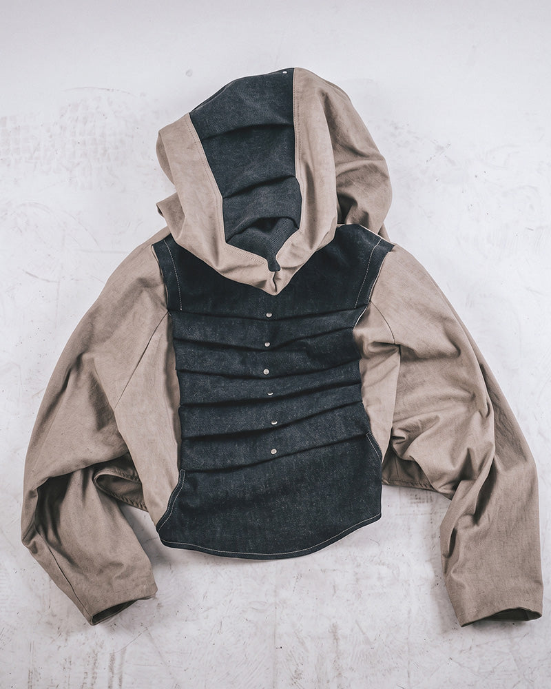 Post-Apocalyptic Hooded Cropped Utility Jacket