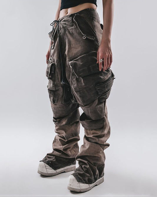 Washed Vintage Spliced Workwear Cargo Pants