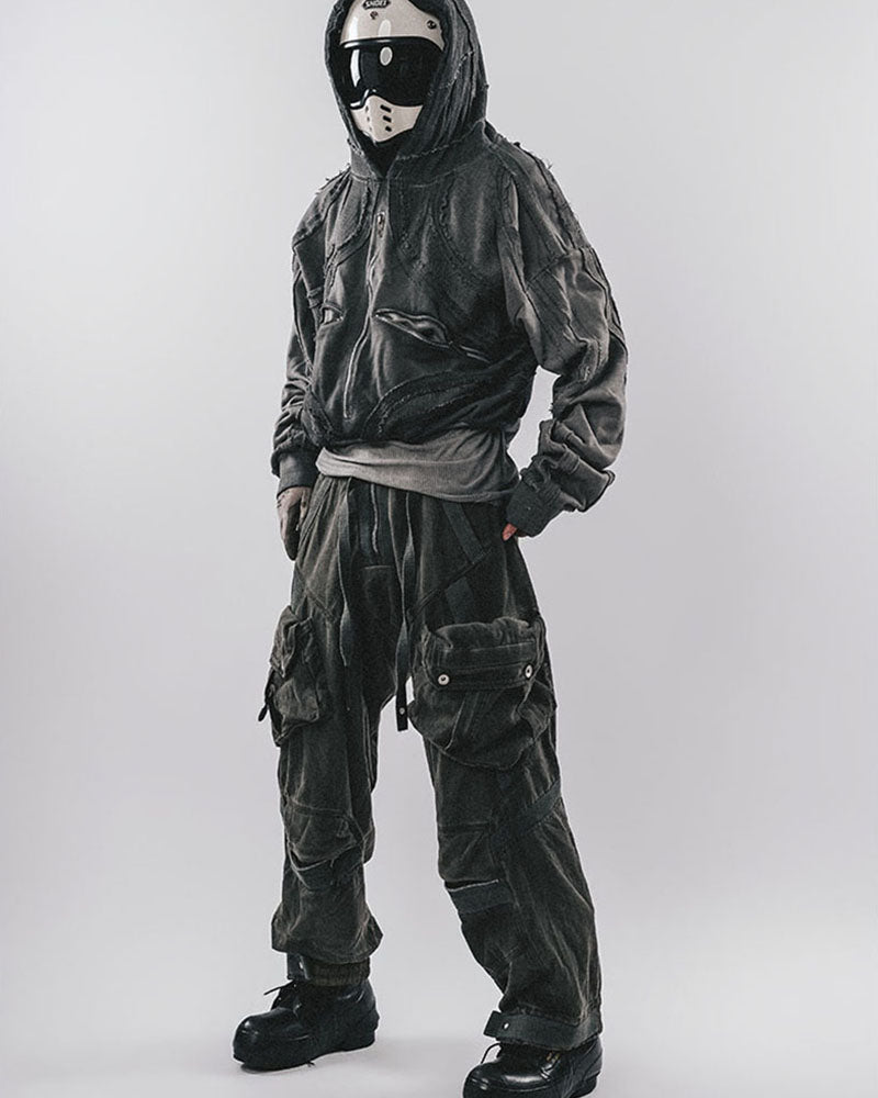 Post-Apocalyptic Layered Mesh Hooded Cropped Jacket