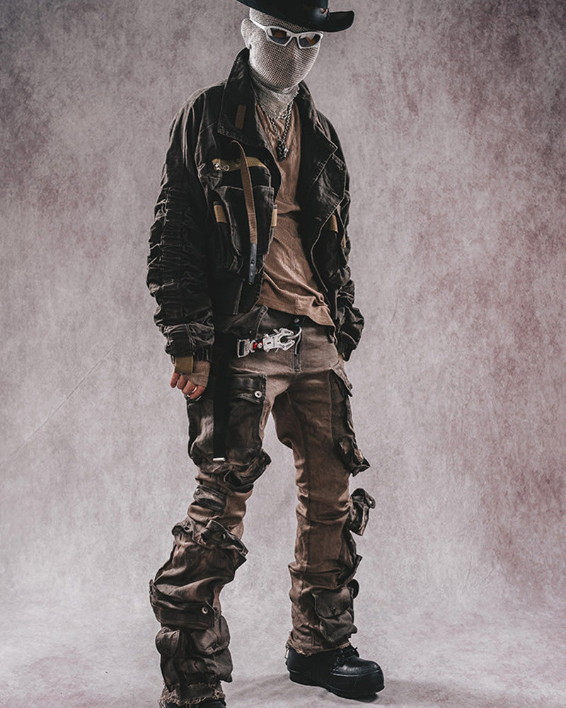 Post-Apocalyptic Multi-Pocket Utility Bomber Jacket