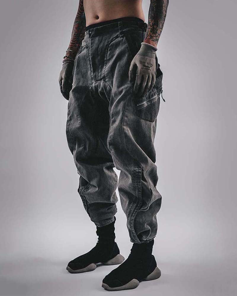 Wasteland Techwear Multi-Pocket Zip-Adjust Parachute Cargo Pants