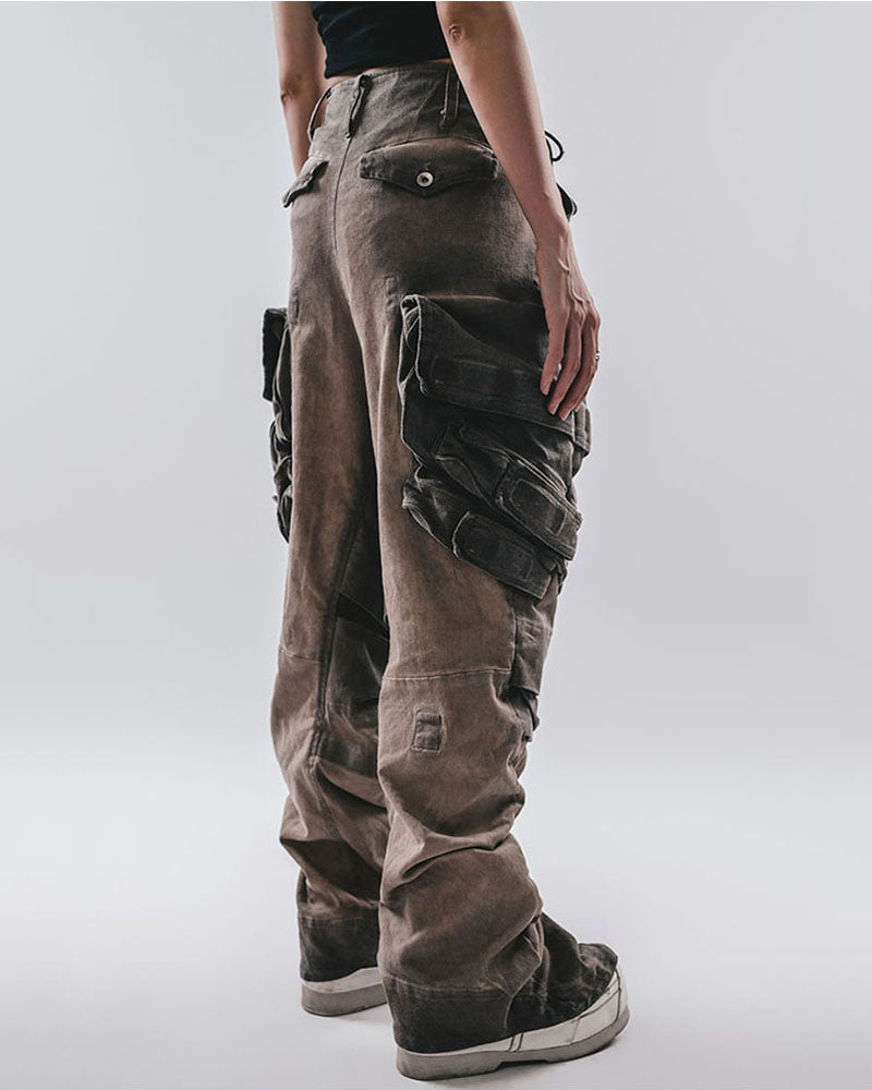 Washed Vintage Spliced Workwear Cargo Pants