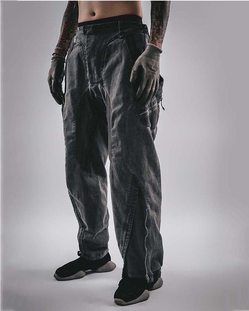 Wasteland Techwear Multi-Pocket Zip-Adjust Parachute Cargo Pants