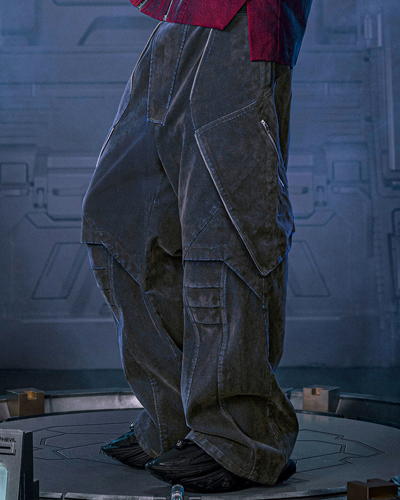 Cyberpunk Outfits Heavy Duty Loose Velvet Denim Pants