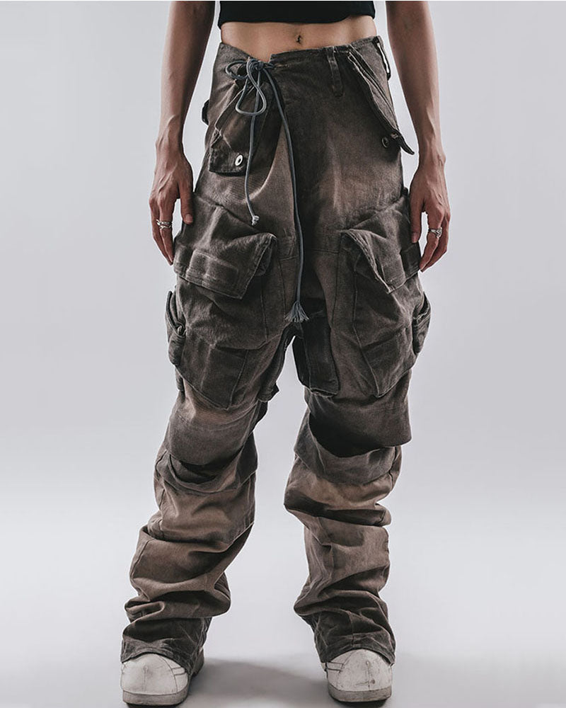 Washed Vintage Spliced Workwear Cargo Pants