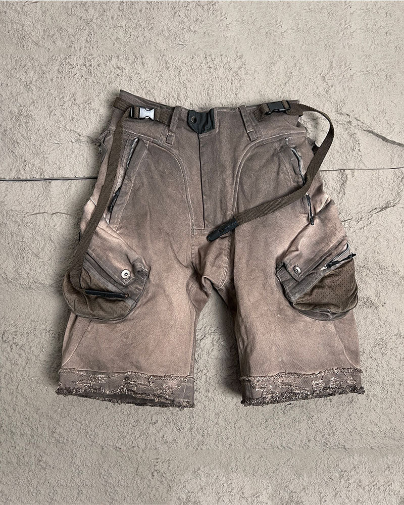 Wasteland Distressed Utility Cargo Shorts