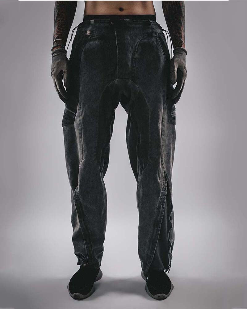 Wasteland Techwear Multi-Pocket Zip-Adjust Parachute Cargo Pants