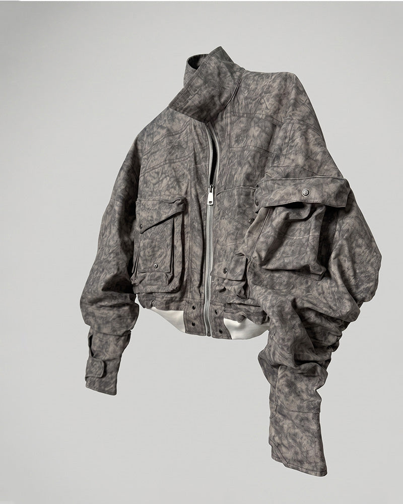 Post-Apocalyptic Cropped Bomber Utility Jacket