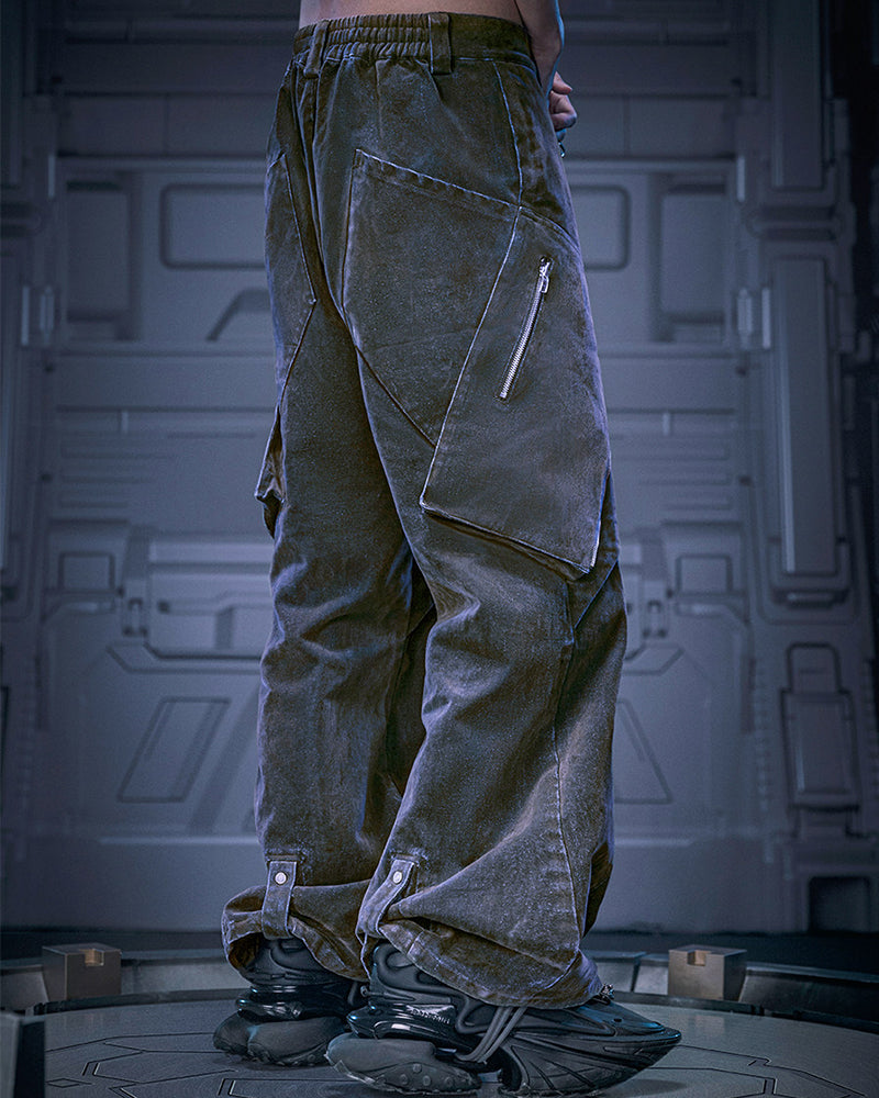 Cyberpunk Outfits Heavy Duty Loose Velvet Denim Pants