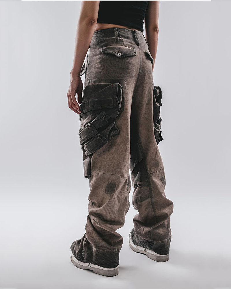 Washed Vintage Spliced Workwear Cargo Pants