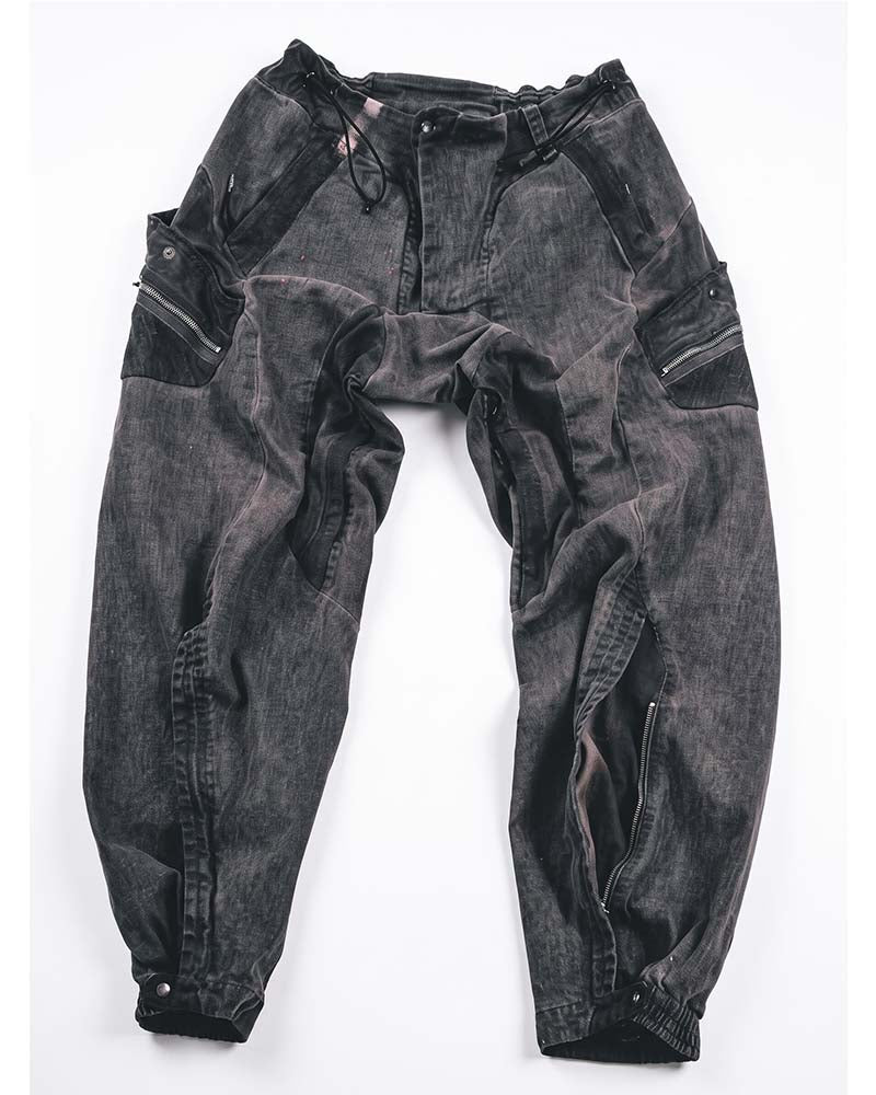 Wasteland Techwear Multi-Pocket Zip-Adjust Parachute Cargo Pants
