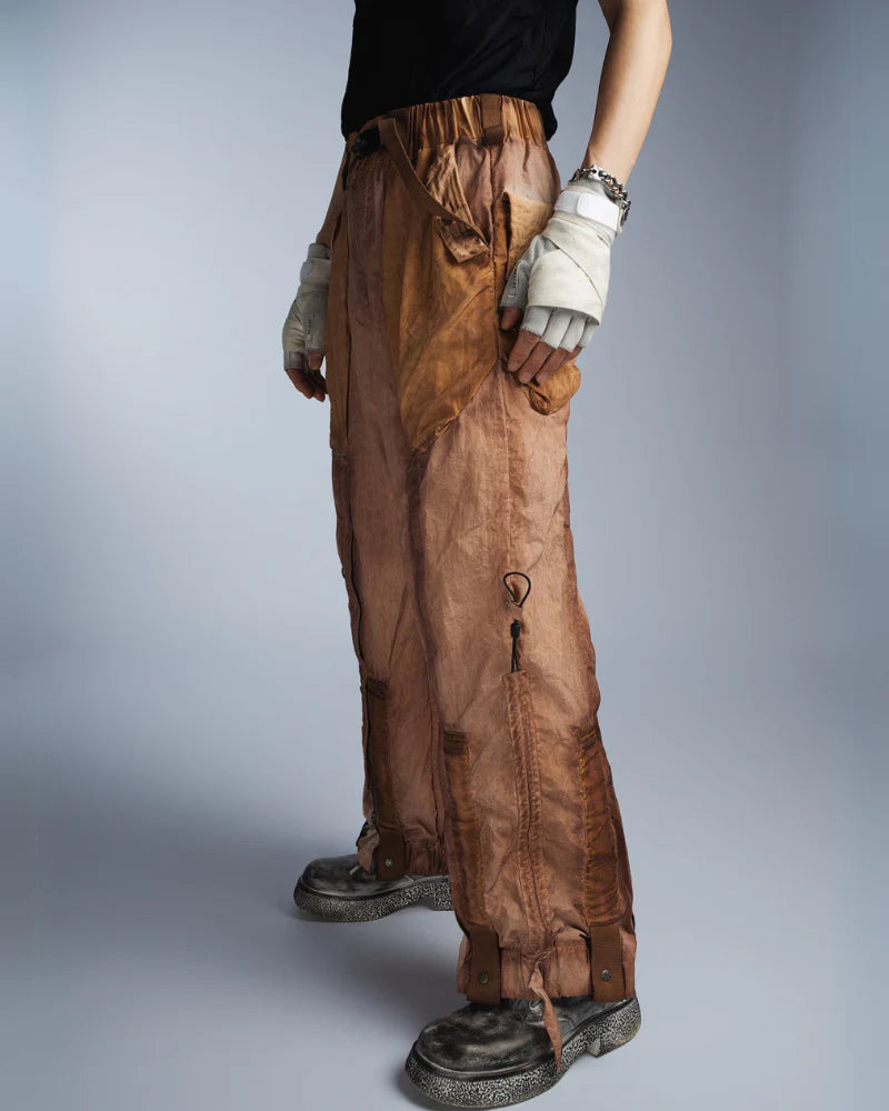 Post-Apocalyptic Dirty Dyed Cargo Zipper Pants