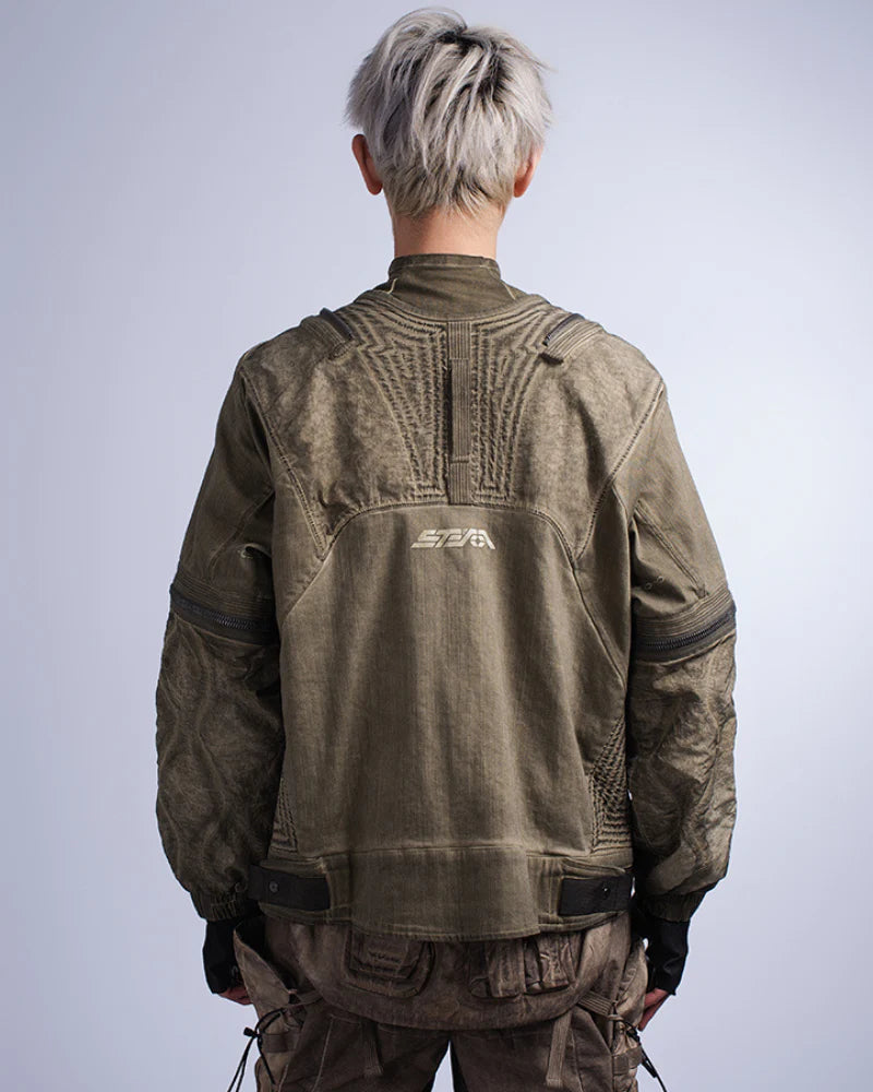 Post-Apocalyptic Distressed Removable Sleeve Utility Jacket