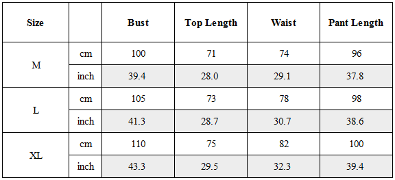 Size Guide for TW-070｜Post-Apocalyptic Wear Set Top / Bottom