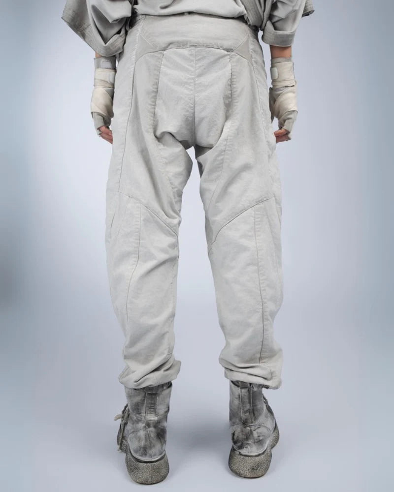 Post-Apocalyptic Wear Distressed Washed Patchwork Slim Cargo Pants
