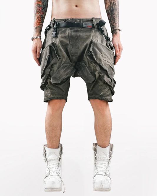 Post-Apocalyptic Wear Functional 3D Pocket Cargo Shorts