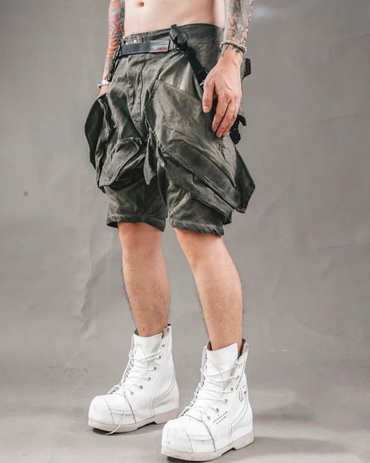 Post-Apocalyptic Wear Functional 3D Pocket Cargo Shorts
