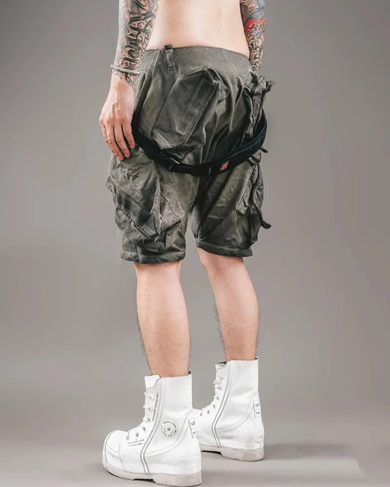 Post-Apocalyptic Wear Functional 3D Pocket Cargo Shorts