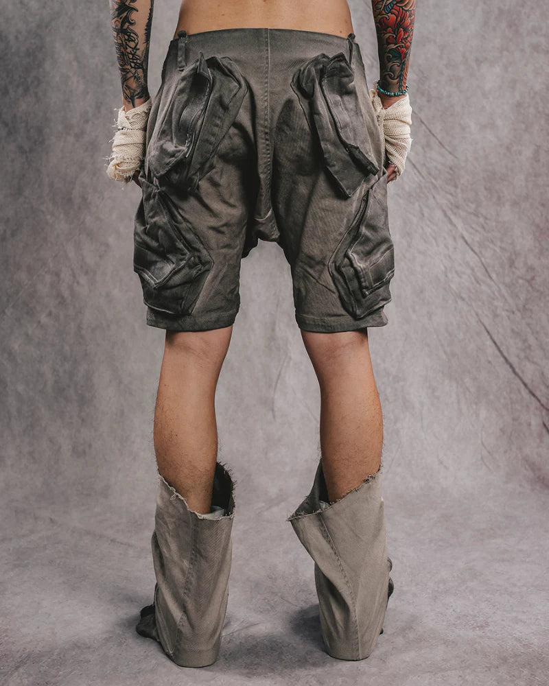 Post-Apocalyptic Wear Functional 3D Pocket Cargo Shorts