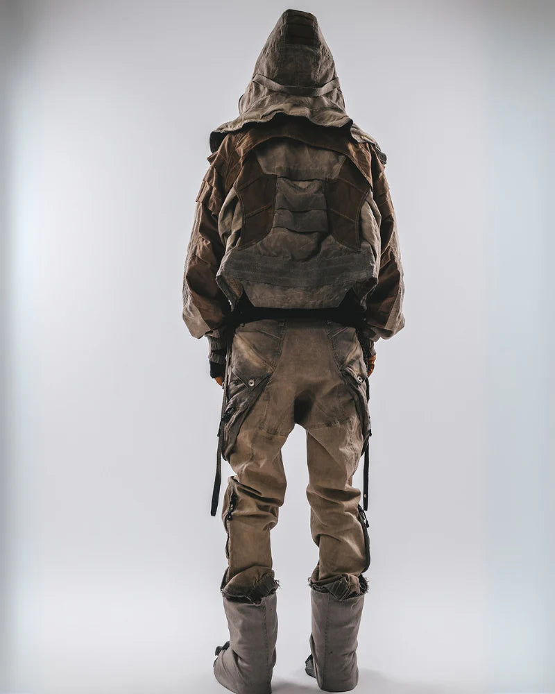Post-Apocalyptic Wear Functional Bat Sleeve Washed Jacket