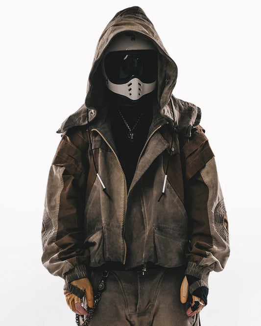 Post-Apocalyptic Wear Functional Bat Sleeve Washed Jacket