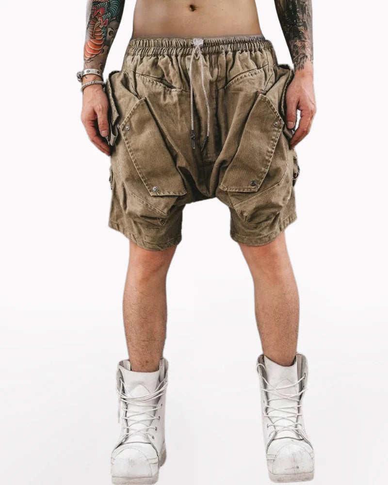 Post-Apocalyptic Wear Functional Multi-Pocket Cargo Shorts