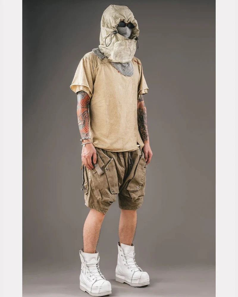 Post-Apocalyptic Wear Functional Multi-Pocket Cargo Shorts