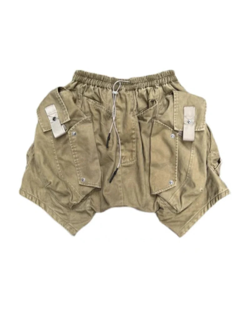Post-Apocalyptic Wear Functional Multi-Pocket Cargo Shorts