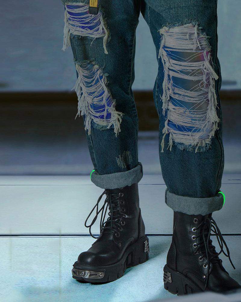 Cyberpunk Laser Destroyed Unisex Y2K Jeans