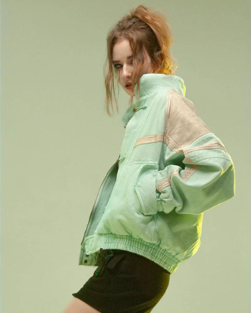 Cyberpunk Outfits 3D Embossed PU Patchwork Jacket