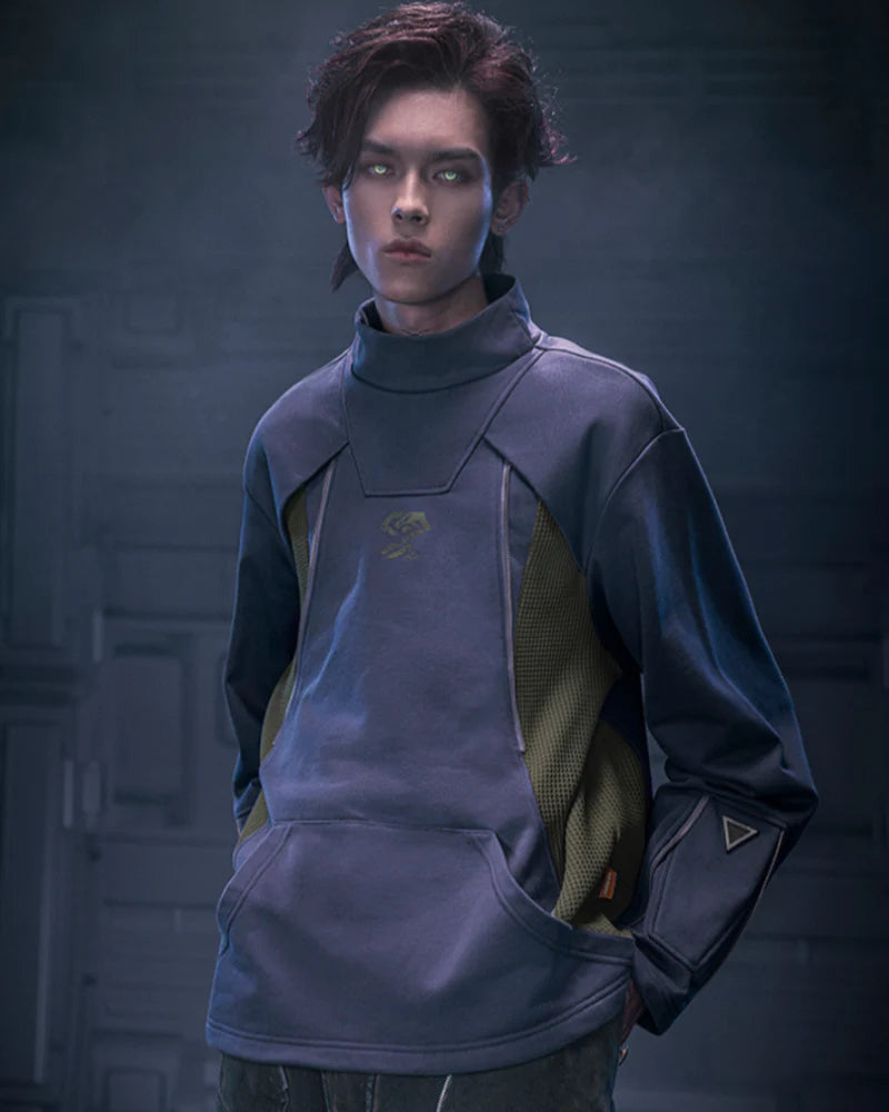 Cyberpunk Outfits Cotton Unisex Turtleneck Pullover Sweatshirt