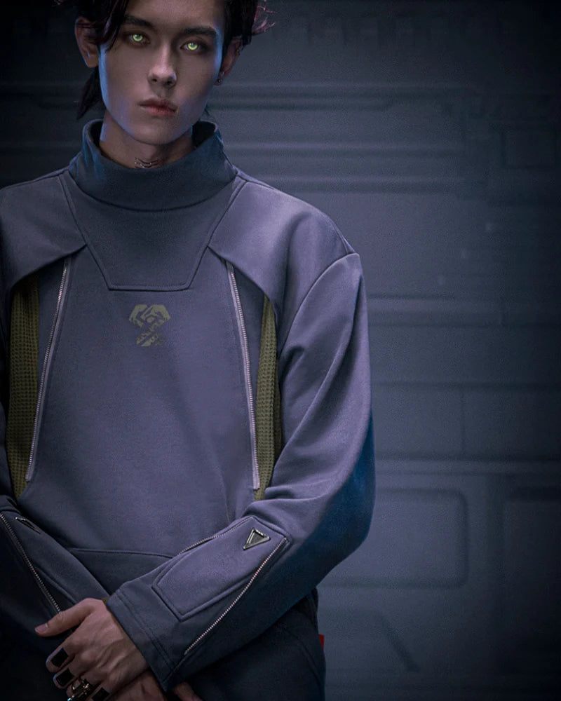 Cyberpunk Outfits Cotton Unisex Turtleneck Pullover Sweatshirt